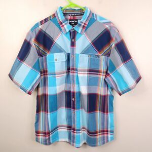 KAVU Boardwalk Short Sleeve Plaid Dual Pocket Button Down Shirt XXL